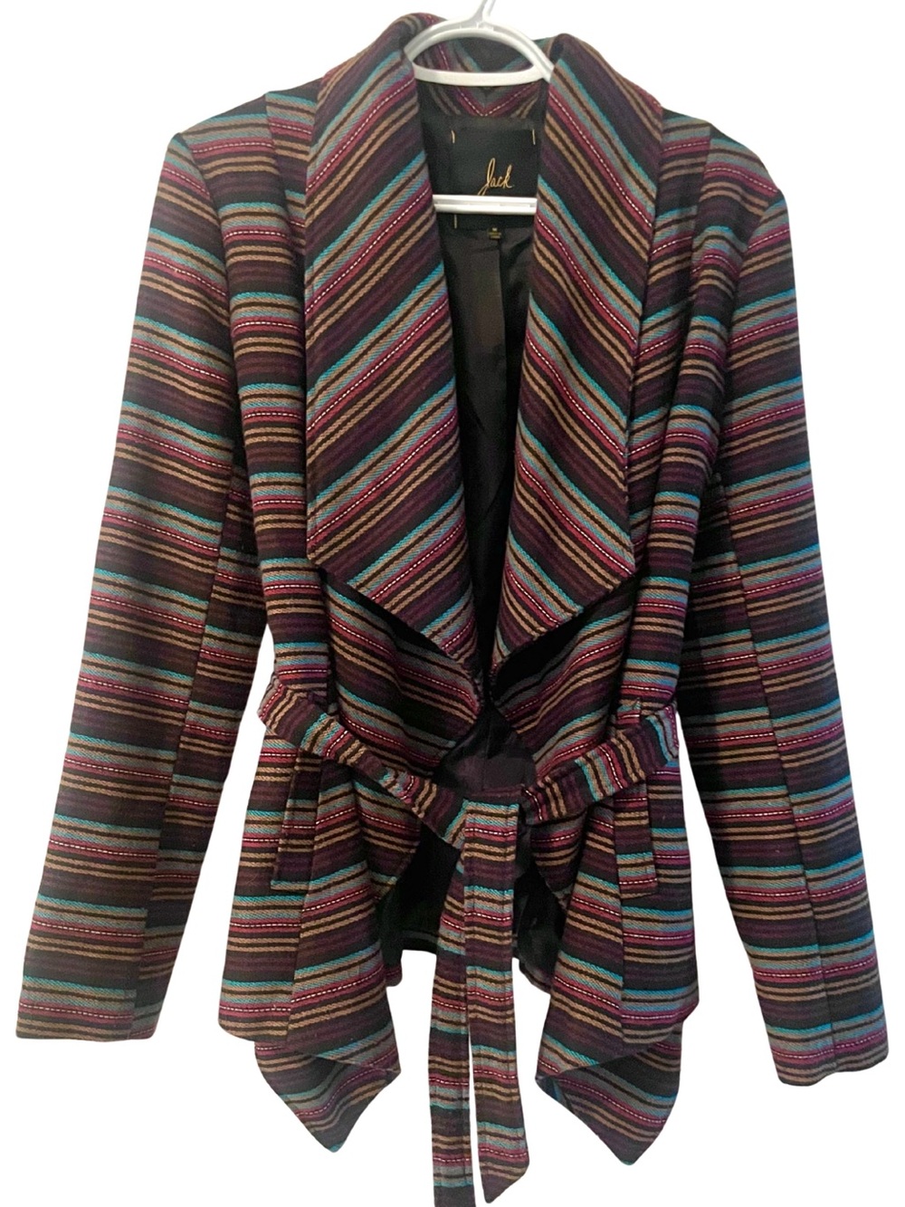 Jack by BB Dakota Boho Draped Aztec Striped Knit Wrap Jacket